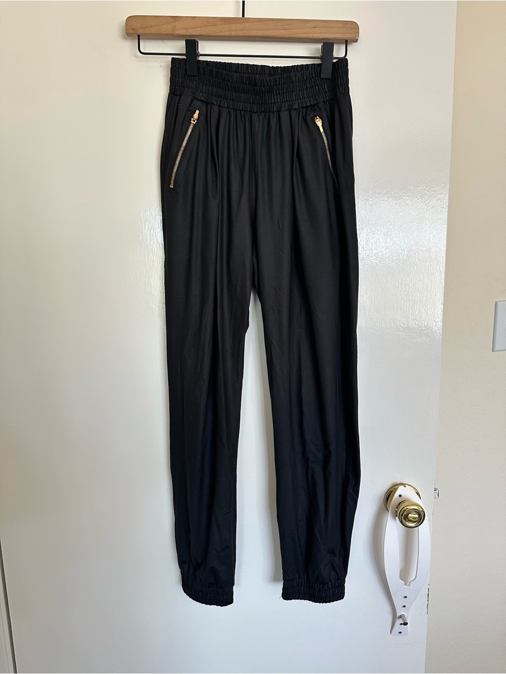 Womens ADAY Black Jogger Pants with Zippers, size XS